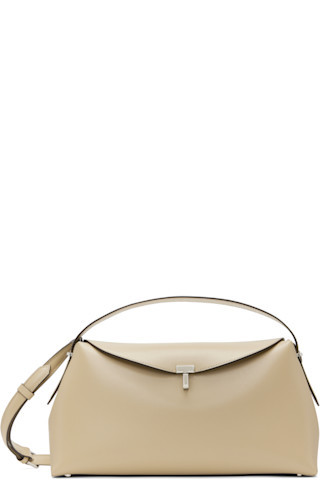TOTEME - Beige T-Lock Leather Top Handle Bag | SSENSE