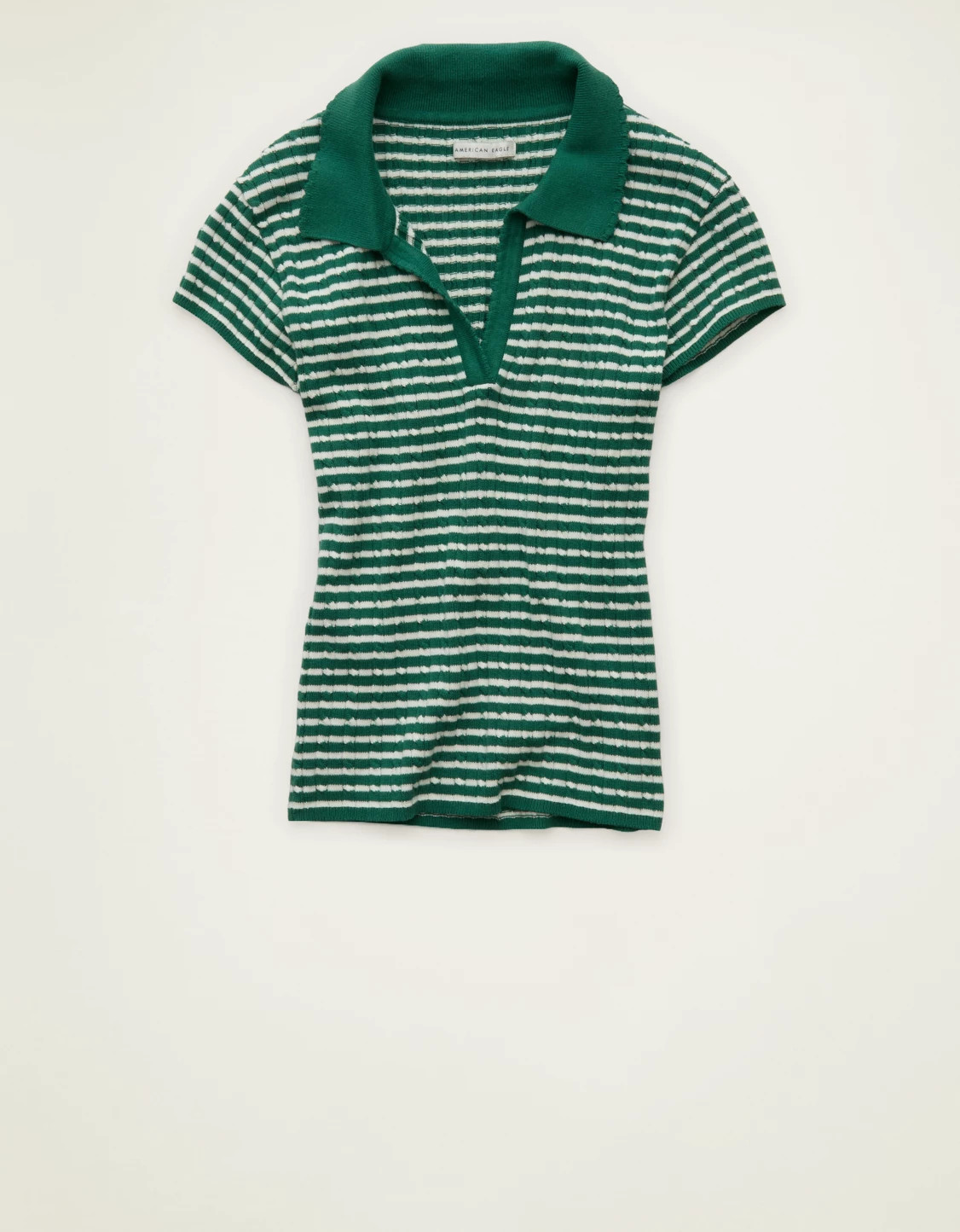 AE V-Neck Cable Knit Sweater Polo | American Eagle Outfitters (US & CA)