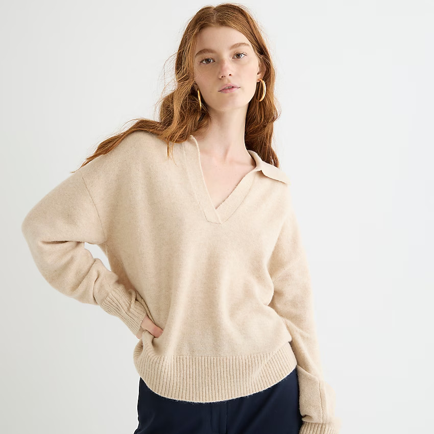 Collared V-neck sweater in Supersoft yarn | J. Crew US