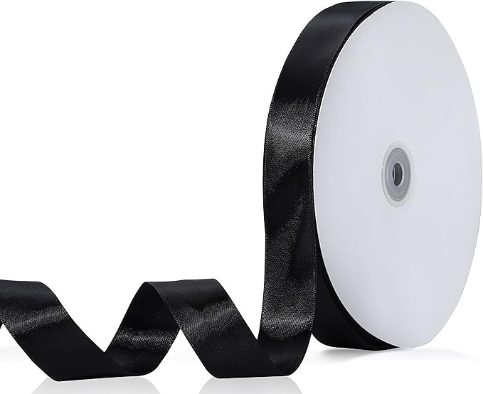 1 inch Double Faced Black Polyester Satin Ribbon 50 Yards for Gift Wrapping,Wedding Decoration, B... | Amazon (US)