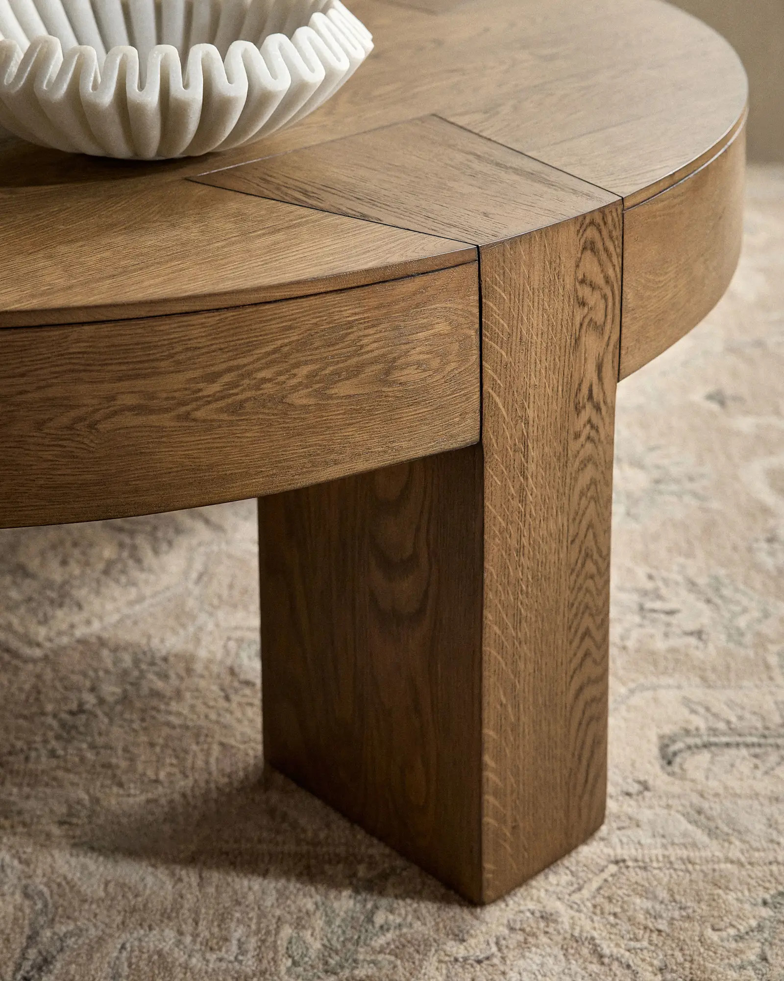 Reclaimed Oak Round Coffee Table in Cafe Brown | Quince