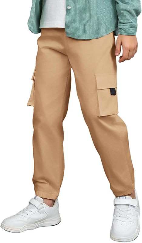 blibean Boys Casual Cotton Cargo Jogger Pants Size 6-15 Years Old | Amazon (US)