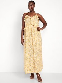 Sleeveless Ruffled Satin Midi Dress | Old Navy (US)