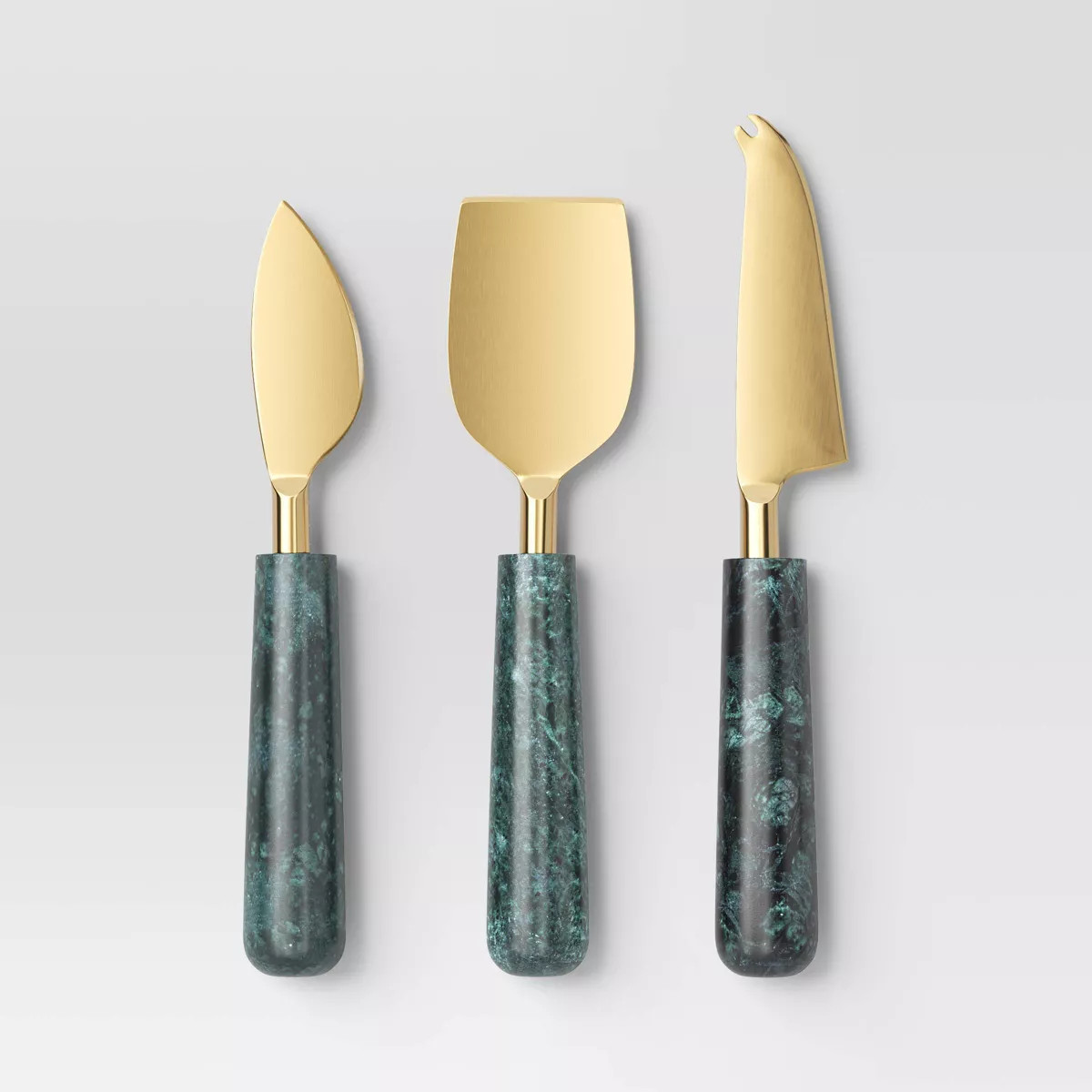 3pc Stainless Steel Cheese Knife Set with Green Marble Handle - Threshold™ | Target