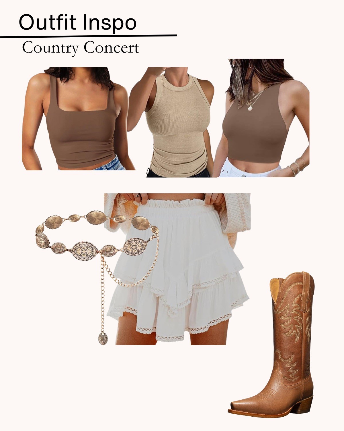 Cute and simple country concert/rodeo outfit for the summer! 

#LTKShoeCrush #LTKBeauty #LTKFindsUnder50