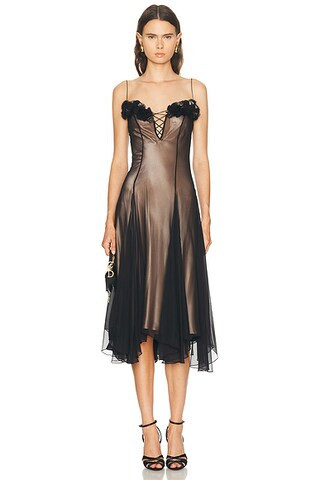 Mirror Palais Valentina Dress in Honey & Noir - Black. Size L (also in M, S). | FWRD 