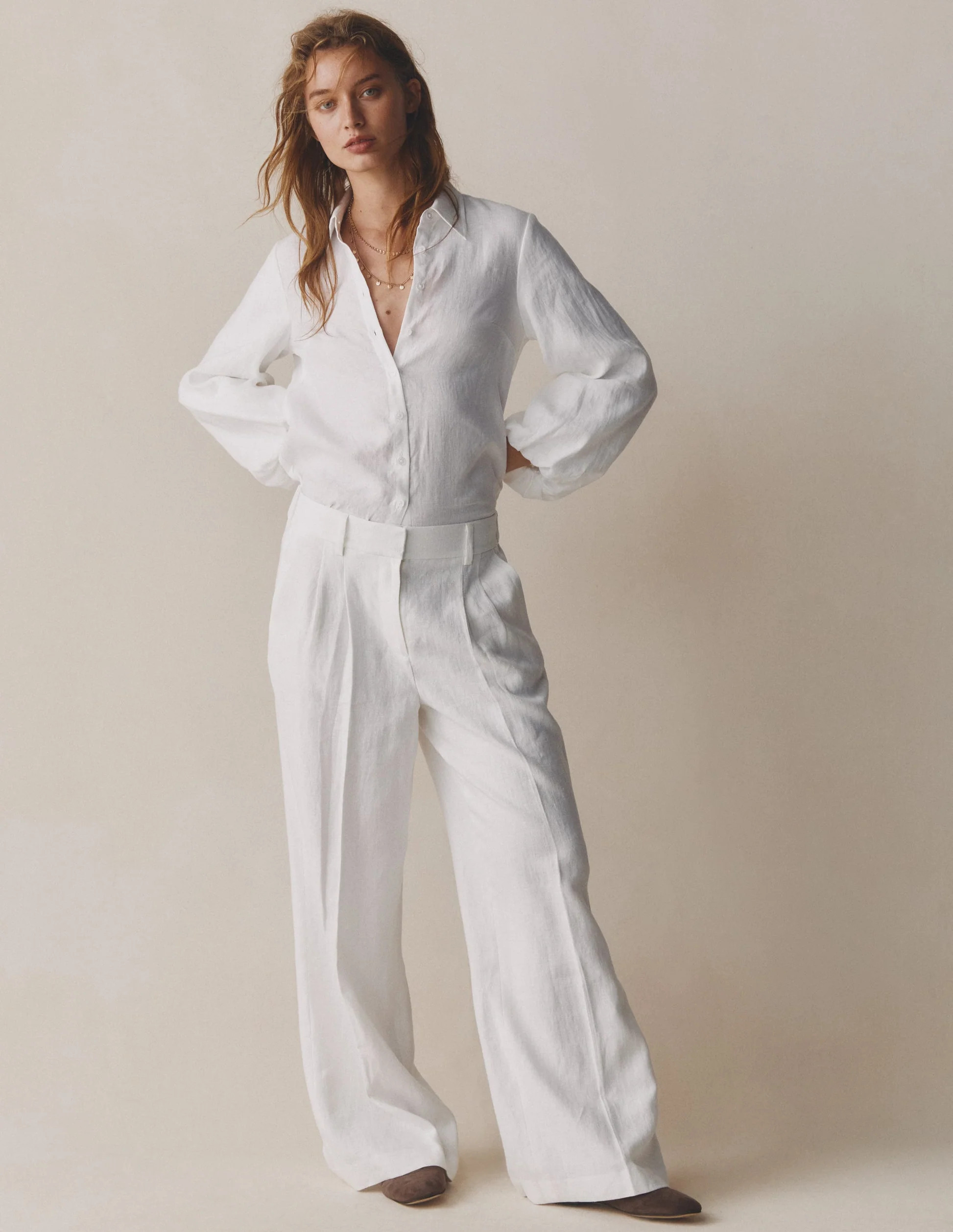 Kensington Linen Trousers-Amphora Chambray | Boden UK