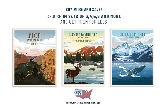 National Park National Parks Poster Sets of Posters Travel | Etsy | Etsy (US)