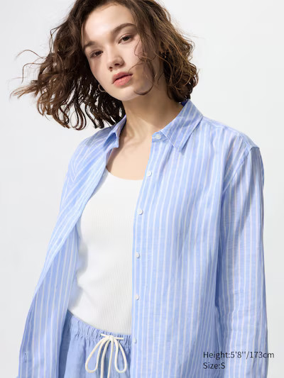 100% Premium Linen Shirt (Stripe) | UNIQLO (UK)