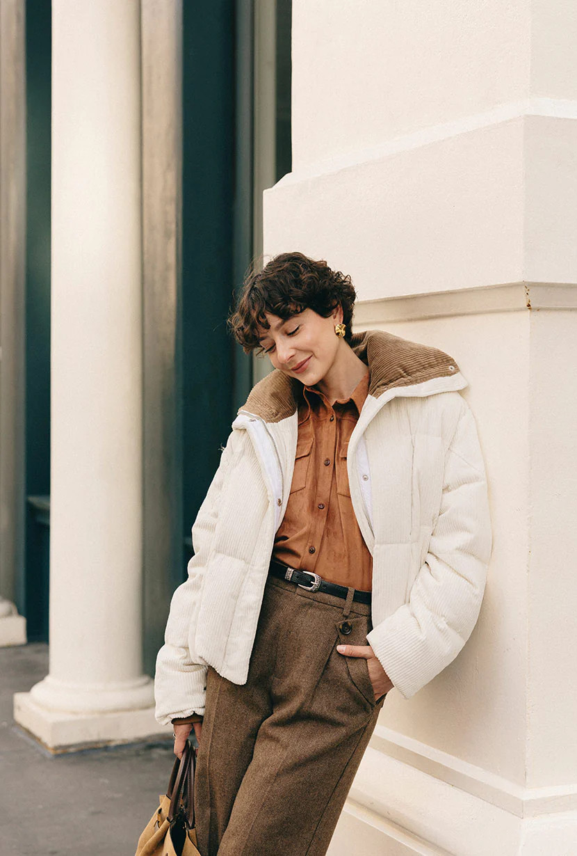 Carter Corduroy Down Jacket - Ivory | Petite Studio NYC