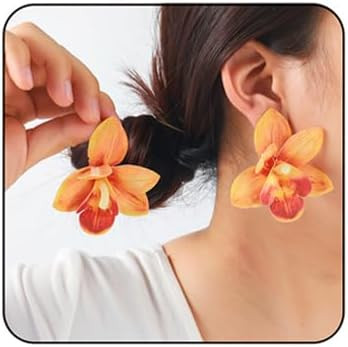 Colorful Flower Earrings for Women Tropical Floral Petal Earrings Exaggerated Cymbidium Orchid Fl... | Amazon (US)