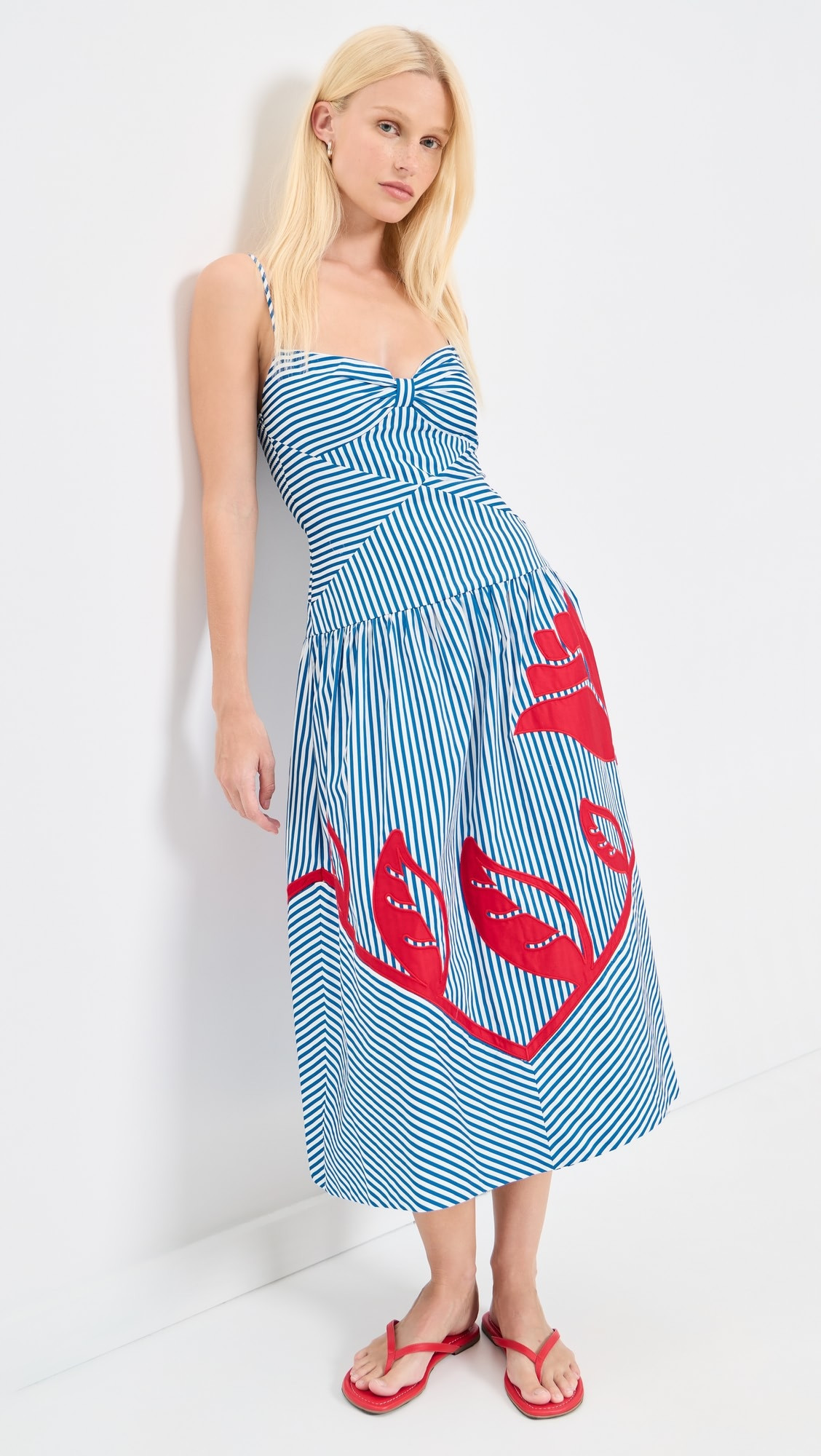 FARM Rio Sky Stripes Blue Sleeveless Midi Dress | Shopbop | Shopbop