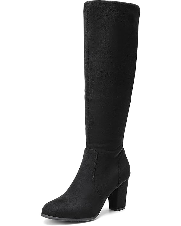 DREAM PAIRS Women's Chunky Heel Knee High and Up Boots | Amazon (US)