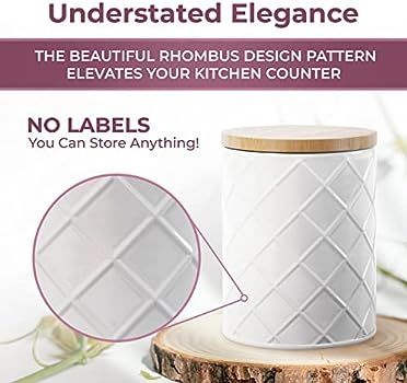 White Canister Sets for Kitchen Counter, Metal Kitchen Canisters Set of 4, Airtight Countertop Fl... | Amazon (US)