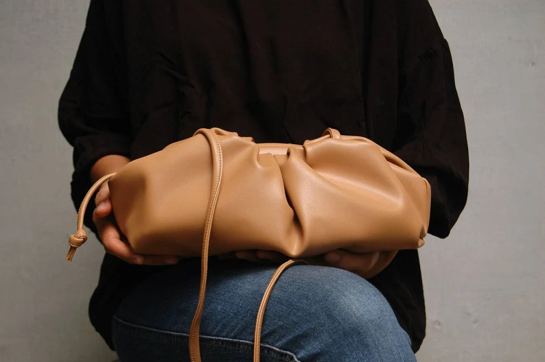 Peanut Faux Leather Dumpling Bags Soft Color Leather Clutch | Etsy | Etsy (US)