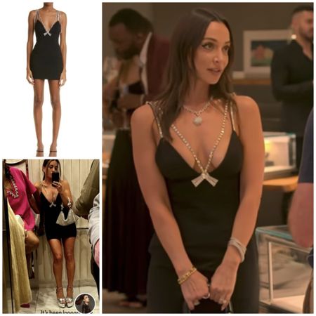 Farrah Aldjufrie’s Black Crystal Embellished Bow Dress on Buying Beverly Hills Season 2 Episode 7 (also seen on Kyle Richards)