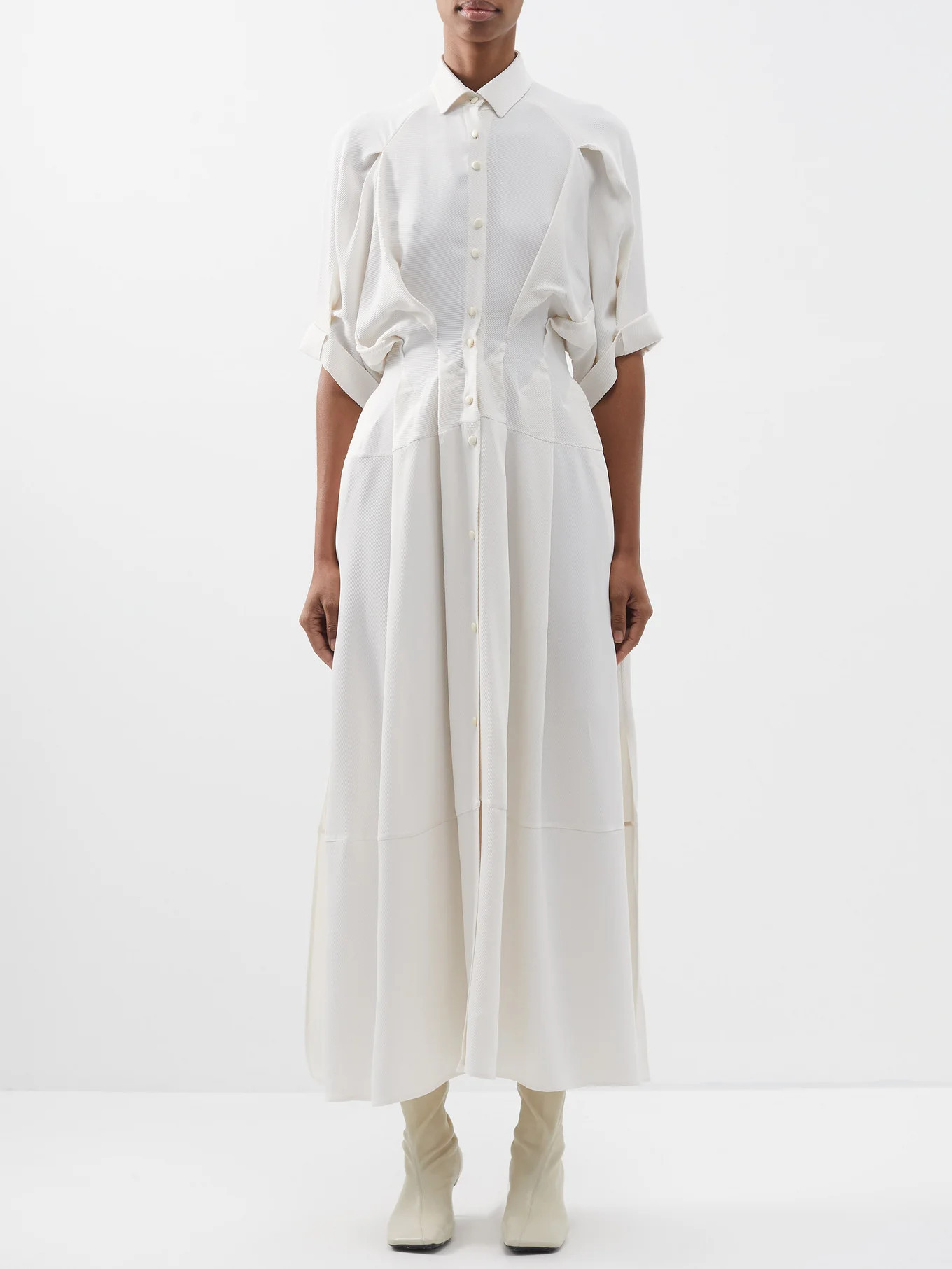 Precision pleated woven shirt dress | Matches (US)