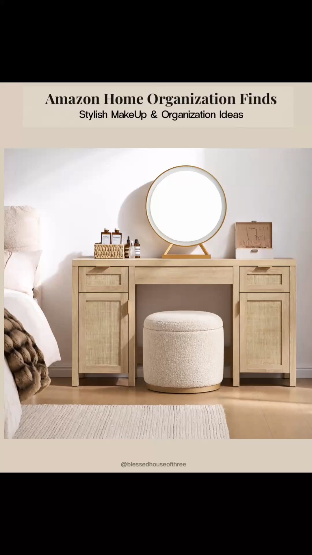 Creating a beautiful and organized makeup vanity space with these stylish Amazon home finds! From modern makeup vanity desks and light wood vanities to cozy boucle vanity stools, upholstered makeup chairs, and rotating skincare organizers, these finds are perfect for creating a functional beauty station without sacrificing style.

Loving the neutral finishes, warm wood tones, and space-saving storage options that make everyday makeup and skincare routines feel a little more organized. Whether you’re styling a bedroom vanity, organizing beauty essentials, or creating a small makeup station, these Amazon finds offer plenty of inspiration.

Shop my favorite Amazon makeup vanities, vanity chairs, beauty organizers, and stylish bedroom organization finds all linked here!

#AmazonHomeFinds #MakeupVanityIdeas #BeautyOrganization #BedroomOrganization #AmazonFurniture