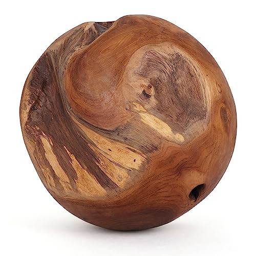 Natural Teak Ball - Orb Ball - Wooden Balls - Teak Root Decorative Orbs - Decorative Balls for Centerpiece Bowls (10") | Amazon (US)
