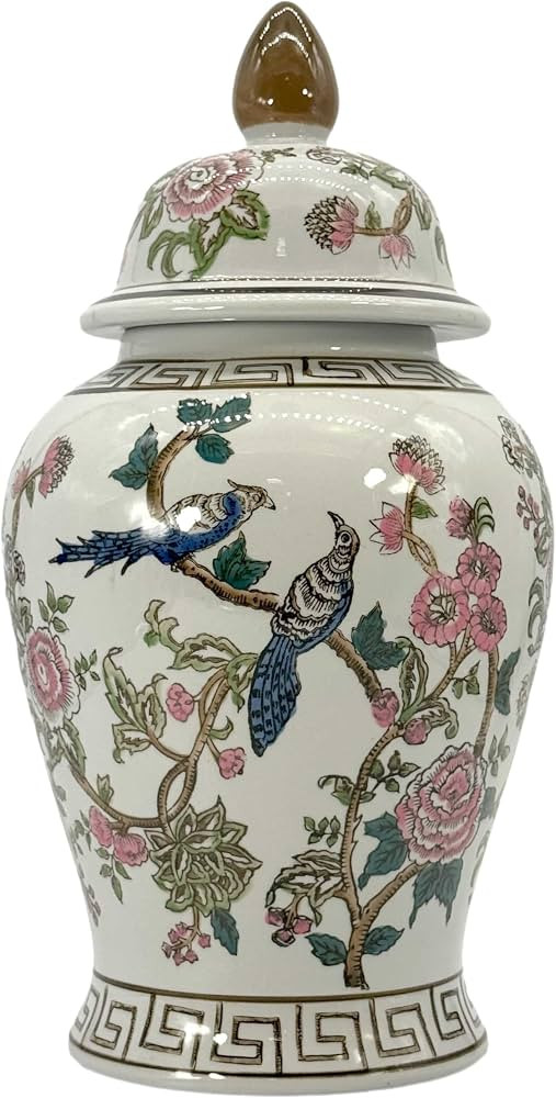 Galt International Partridge Bird Floral Chinoiserie Ceramic Temple Jar 18" w/Lid - Ginger Jar Ho... | Amazon (US)