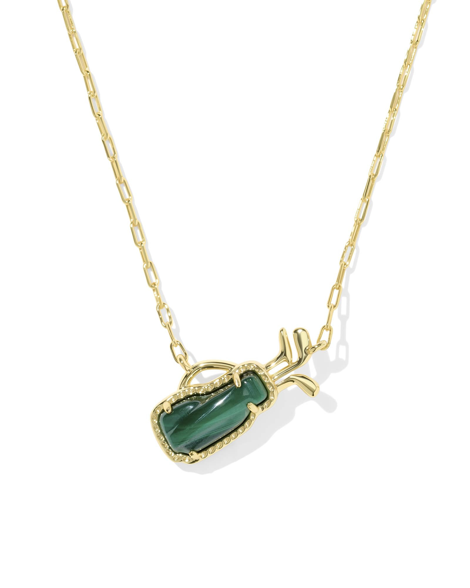 Kendra Scott Golf Gold Short Pendant Necklace | Malachite | Kendra Scott