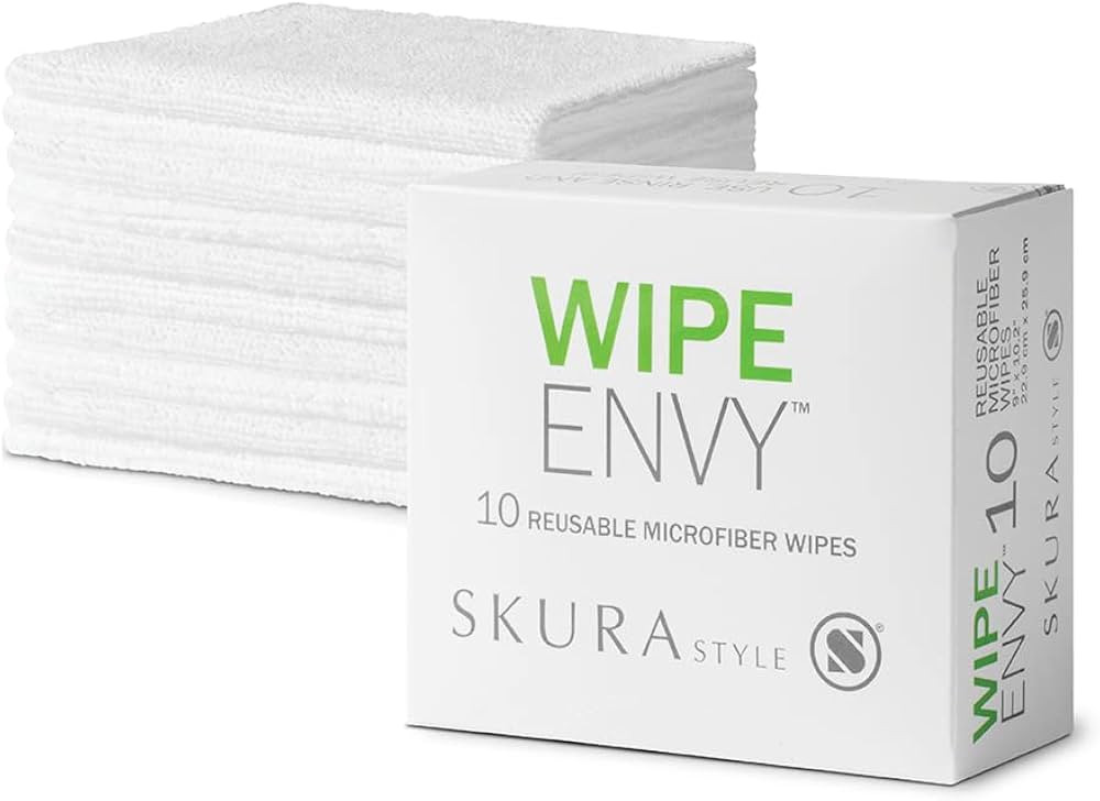 Skura Style WIPE ENVY™ All Purpose Lint Free Microfiber Reusable Cleaning Wipes – White, 10 C... | Amazon (US)