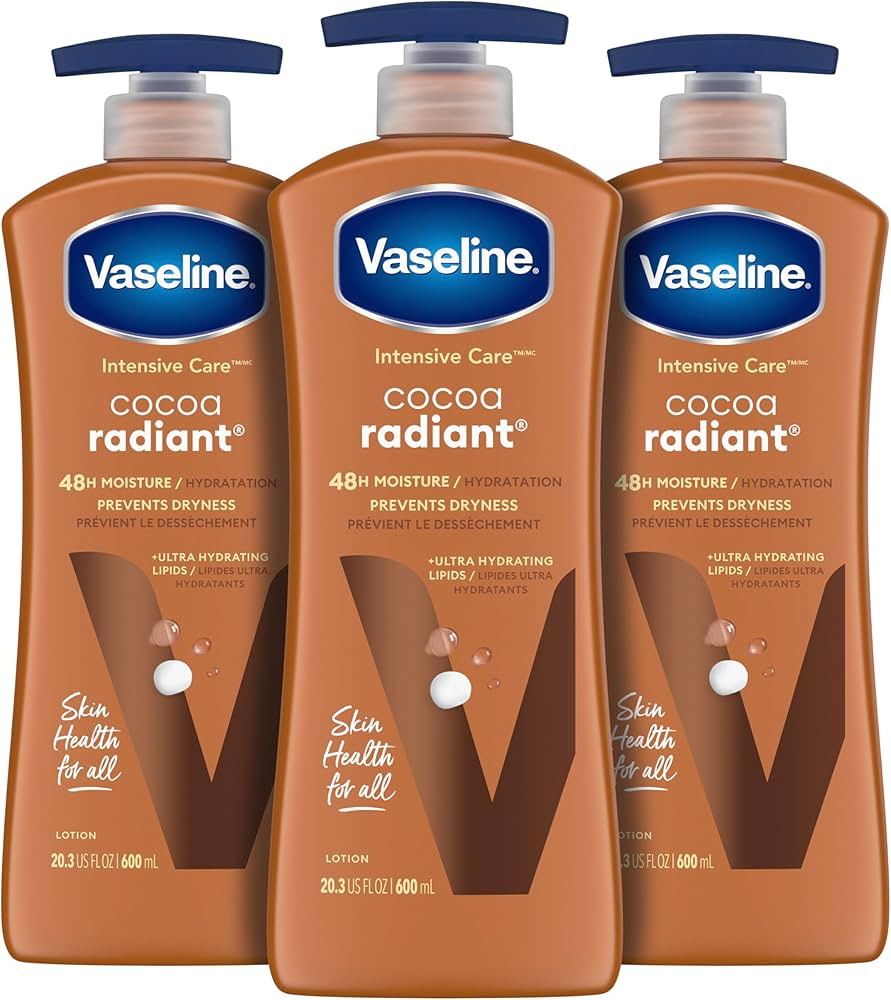 Vaseline Intensive Care Body Lotion Cocoa Radiant 3 count for Dry Skin Lotion Made with Ultra-Hyd... | Amazon (US)
