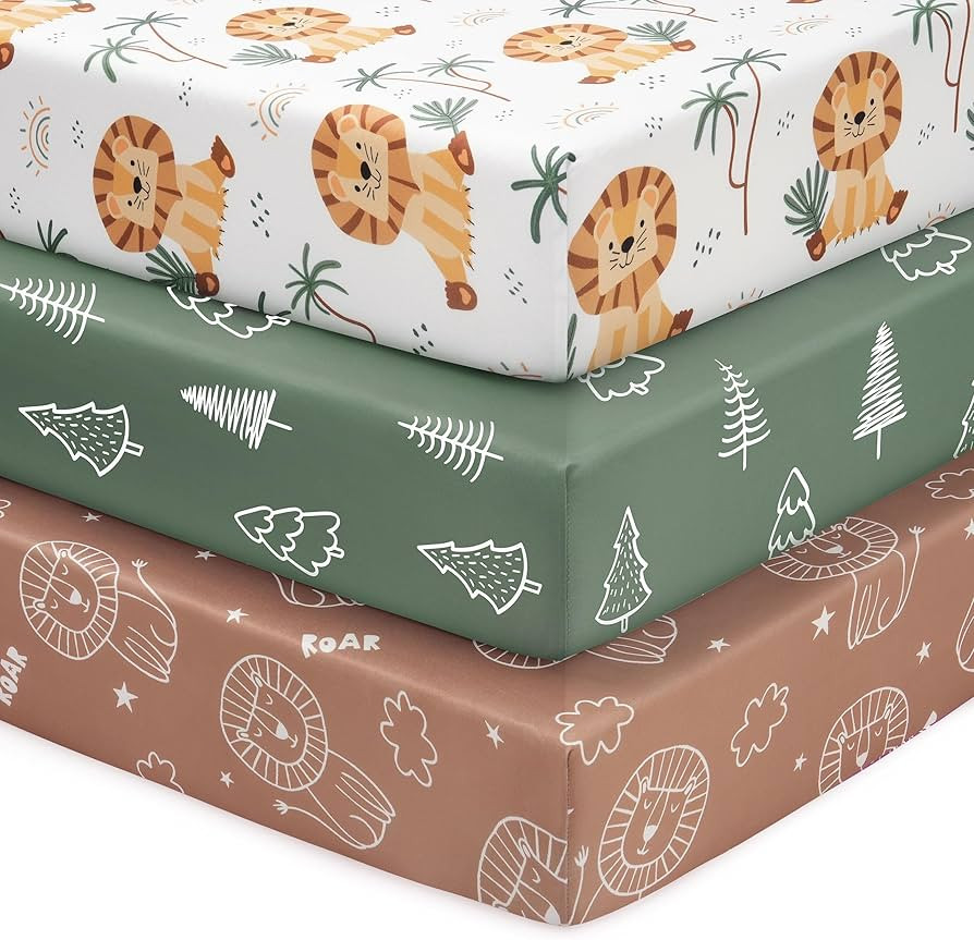 Baby Crib Sheets for Boys and Girls, 3 Pack Fitted Toddler Bed Sheets Neutral for 52”x28” Sta... | Amazon (US)