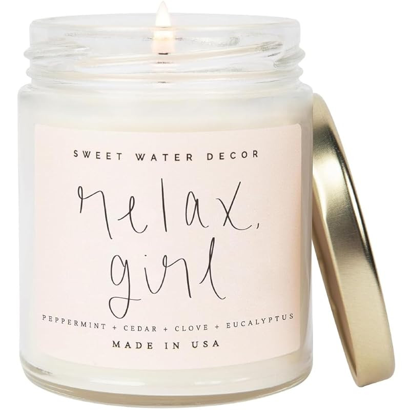 Sweet Water Decor, Relax Girl, Peppermint, Cedar, Clove, and Eucalyptus Scented Soy Wax Candle fo... | Amazon (US)