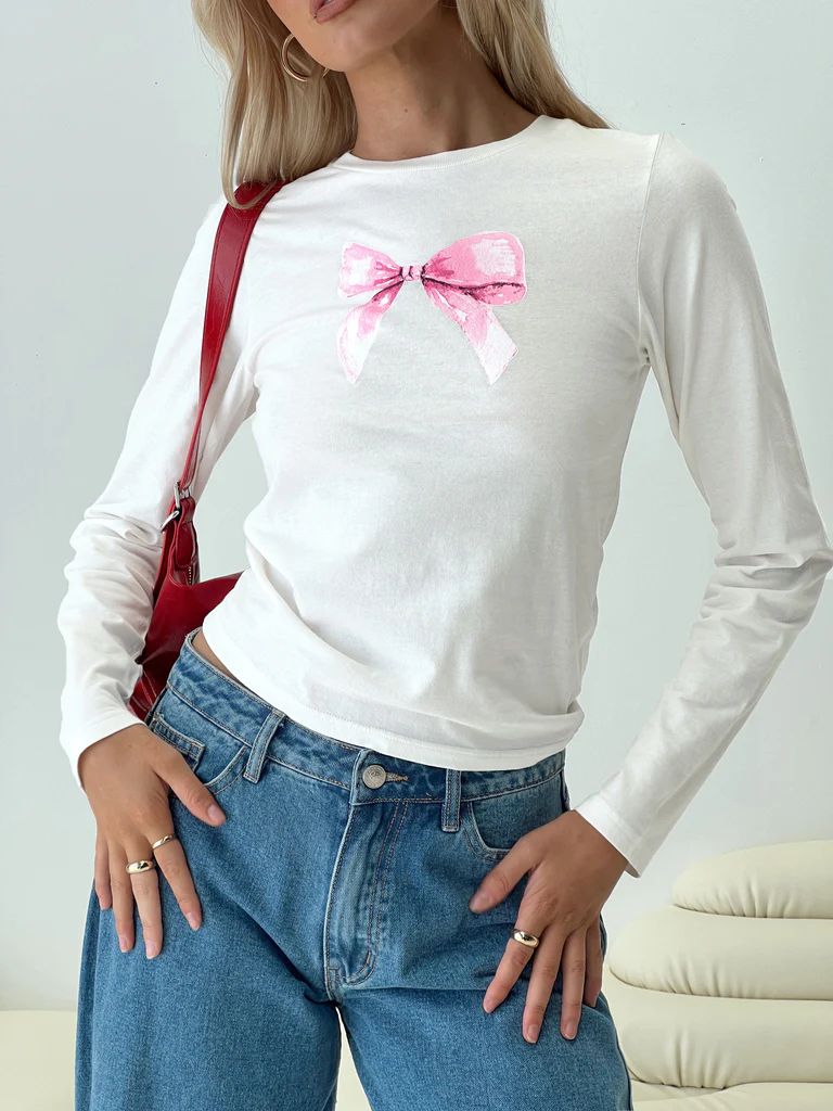 Bow Baby Long Sleeve Top White | Princess Polly US