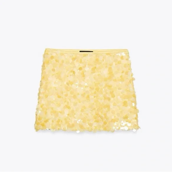 Zara | NWT - Yellow Sequin Skirt | Size Medium | Poshmark