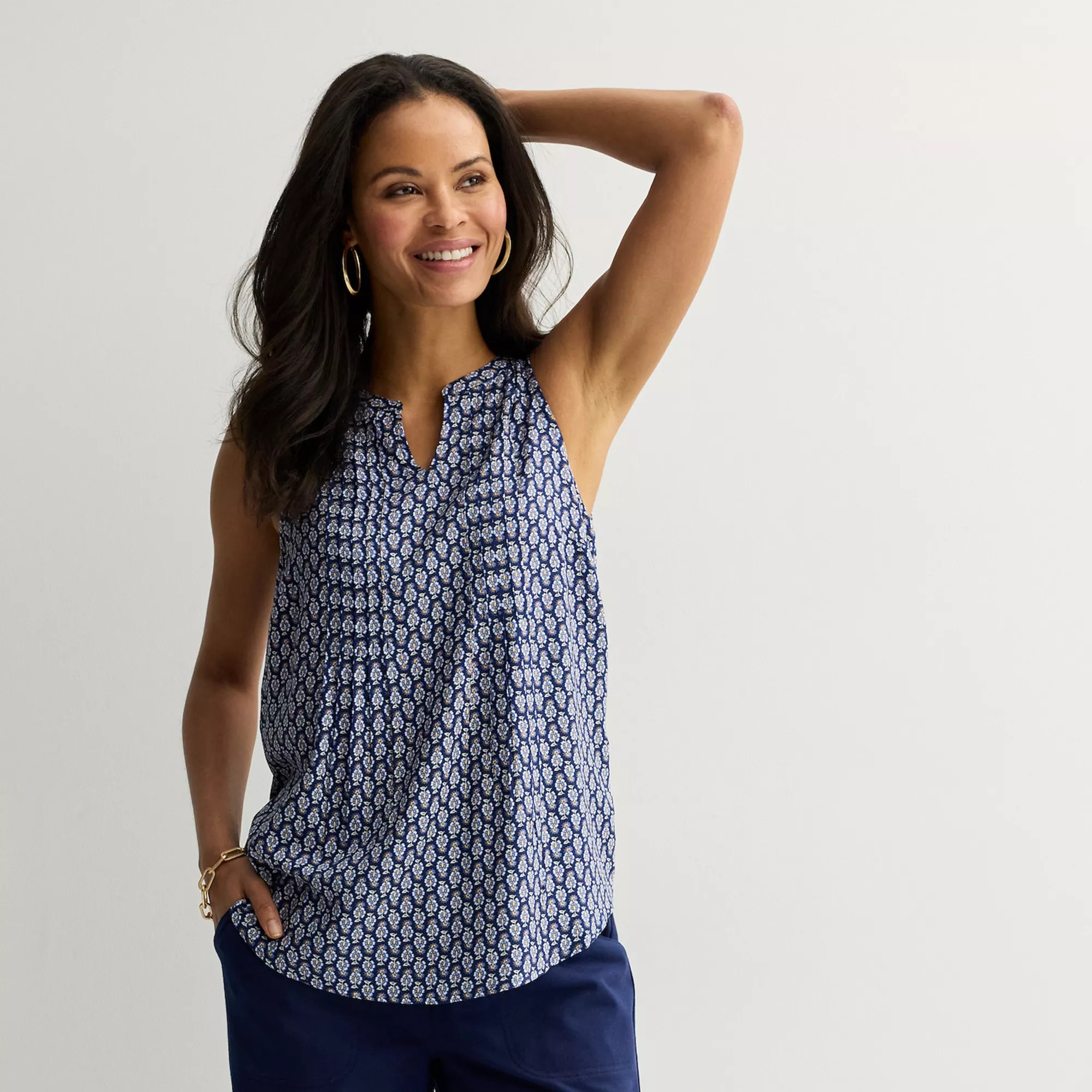 Women's Croft & Barrow® Pintuck Sleeveless Shell Top | Kohl's