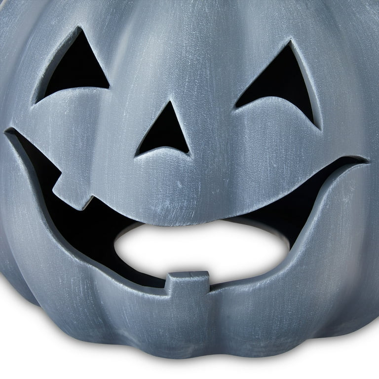 Clay Jack-o'-Lantern Tabletop Fall Halloween Decor, Gray, 9", by Way To Celebrate | Walmart (US)