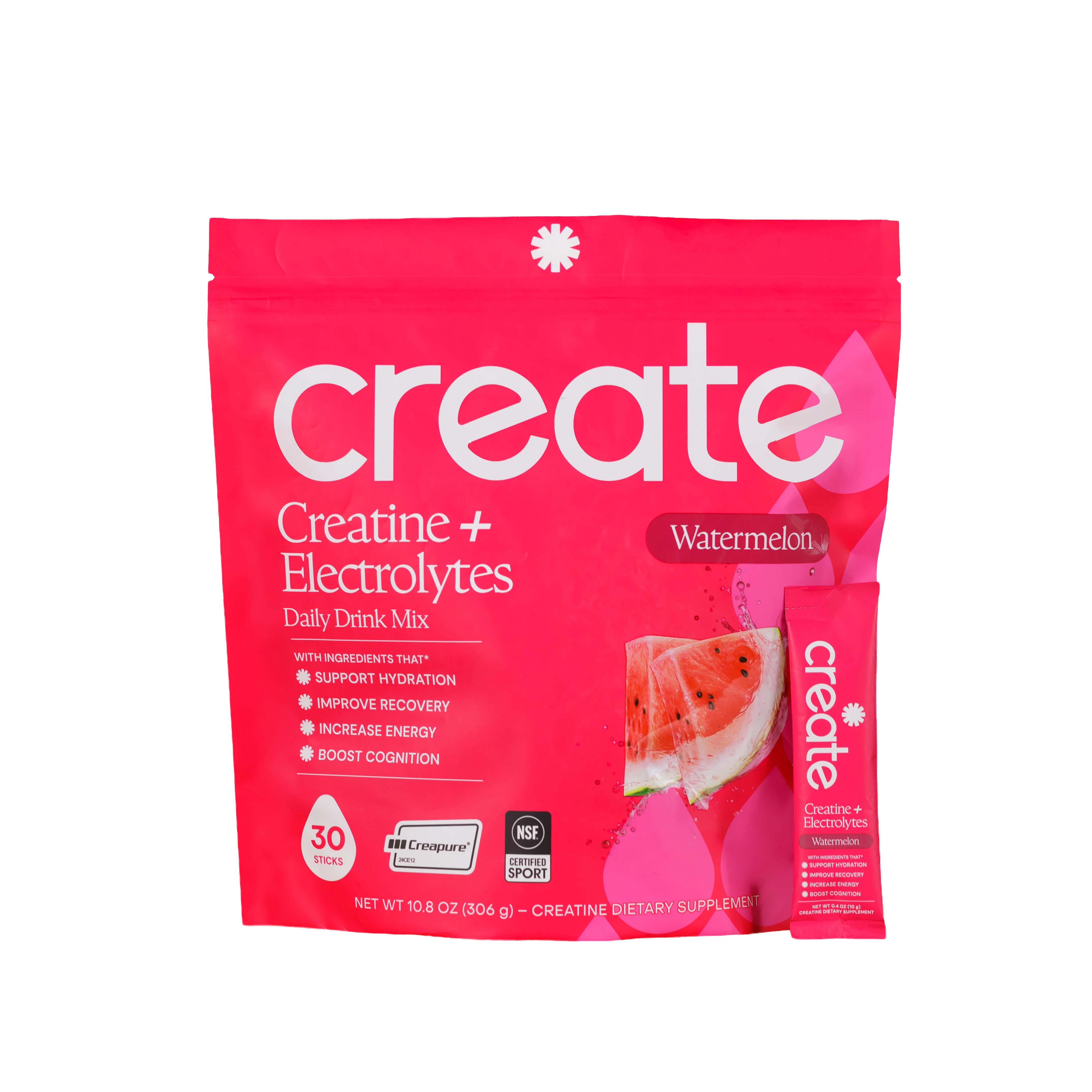 Creatine + Electrolytes Mix - Watermelon Mix / 1 Month - 30 Count | Create Wellness