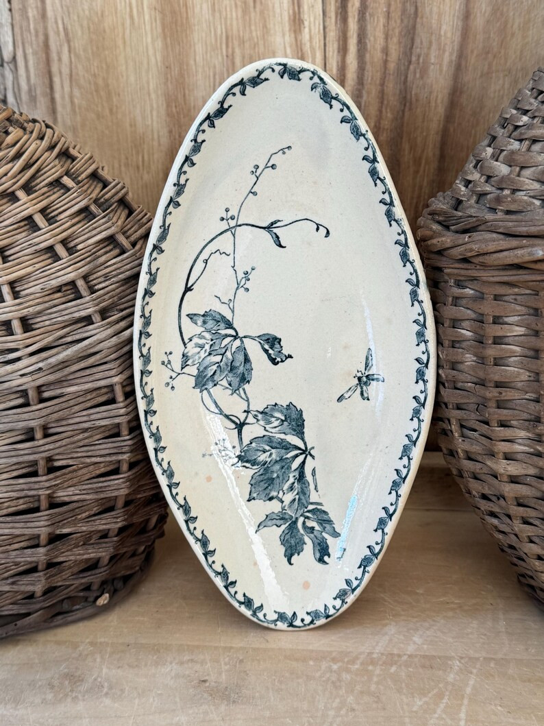 Antique French Ironstone Ravier | Vigne Vierge Transferware | Oval Serving Dish | 19th Century Fr... | Etsy (US)