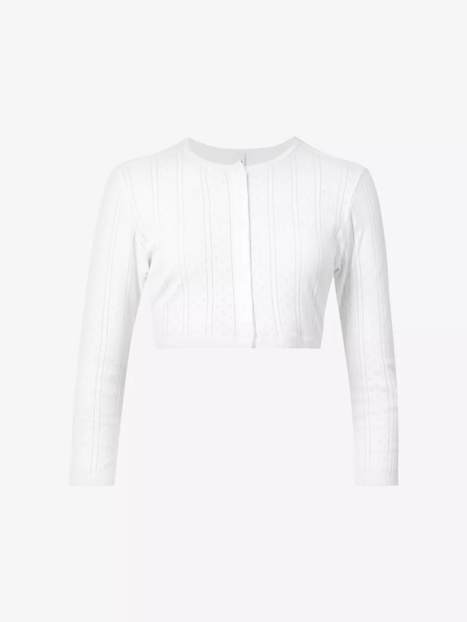 The Crop pointelle-pattern organic-cotton cardigan | Selfridges
