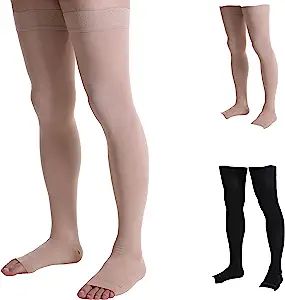 Doc Miller Thigh High Open Toe Compression Stockings 20-30mmHg for Varicose Veins, Pregnancy Supp... | Amazon (US)