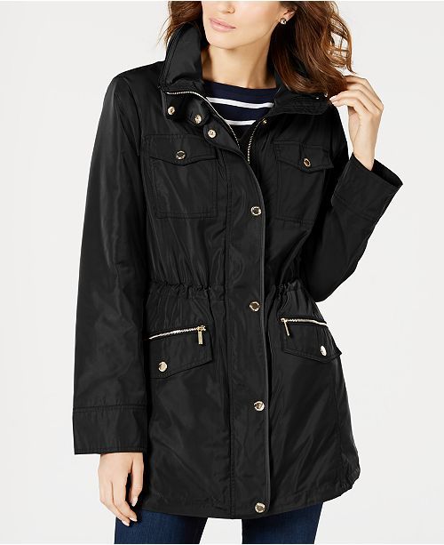 Petite Hooded Anorak Raincoat, Created for Macy's | Macys (US)