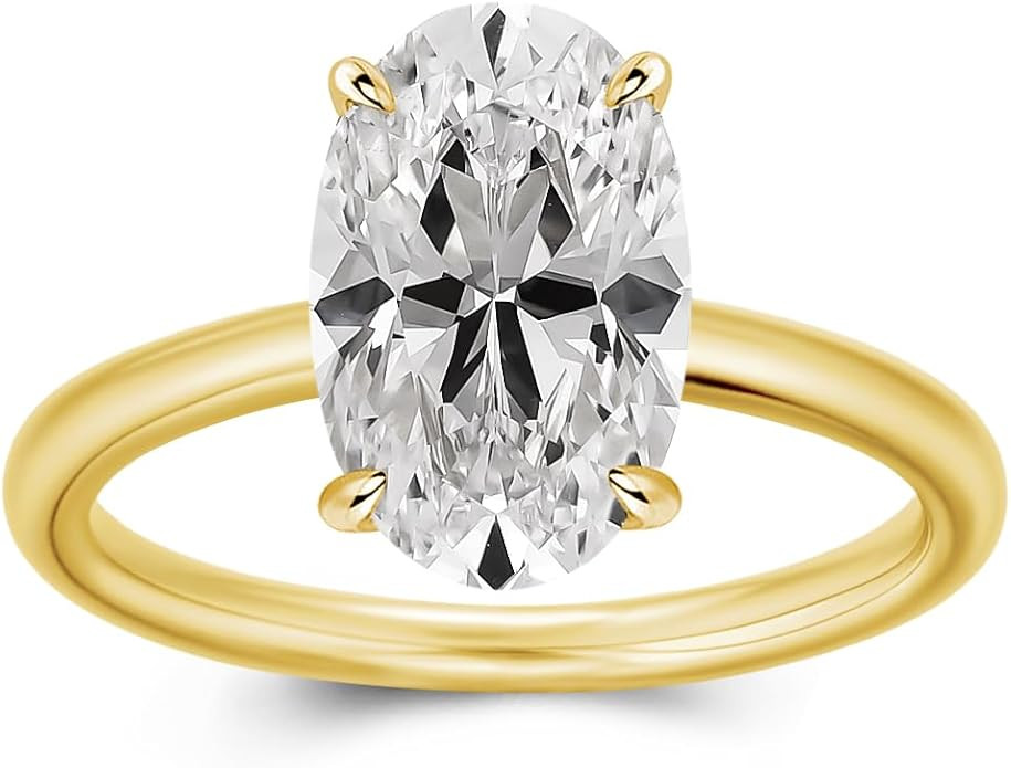 3.5 Carat Elongated Oval Cut Engagement Ring for Women,925 Sterling Silver Solitaire Promise Ring | Amazon (US)