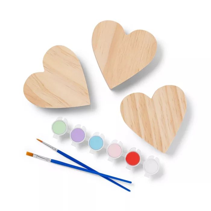 3pk Paint-Your-Own Valentine&#39;s Day Wood Hearts - Mondo Llama&#8482; | Target