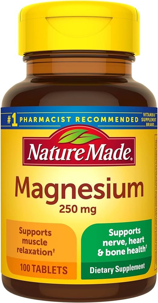 Nature Made Magnesium Oxide 250 mg, Dietary Supplement for Muscle, Heart, Bone and Nerve Health S... | Amazon (US)