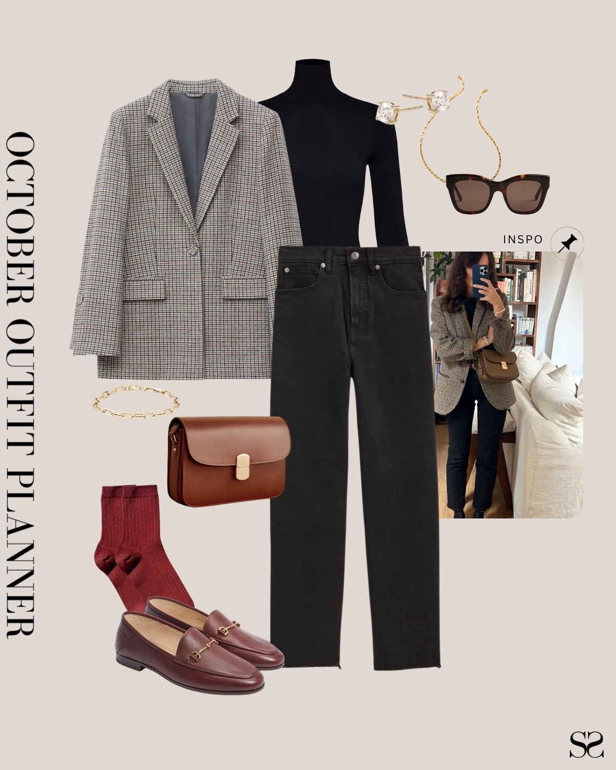 Monthly outfit planner NOVEMBER: Fall outfits | blazer, turtleneck, black jeans, loafers, red socks 

#falloutfit #classicstyle #casualstyle #holidayoutfit #LTKstyletip

Image inspo credit: Pinterest 

#LTKSeasonal #LTKootd