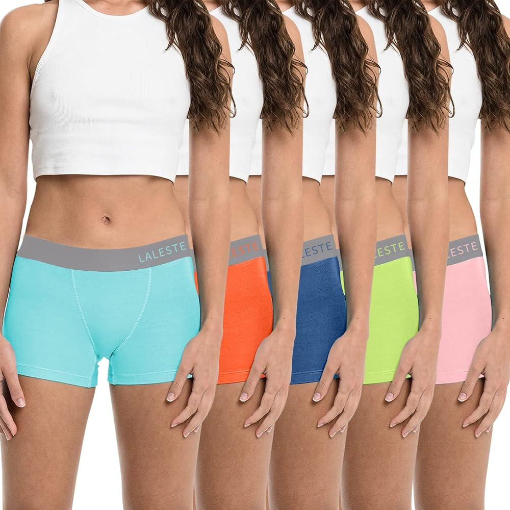 LALESTE Women's Cotton Boxer Briefs 3" Inseam Underwear Boy Shorts Panties 5 Pack | Amazon (CA)