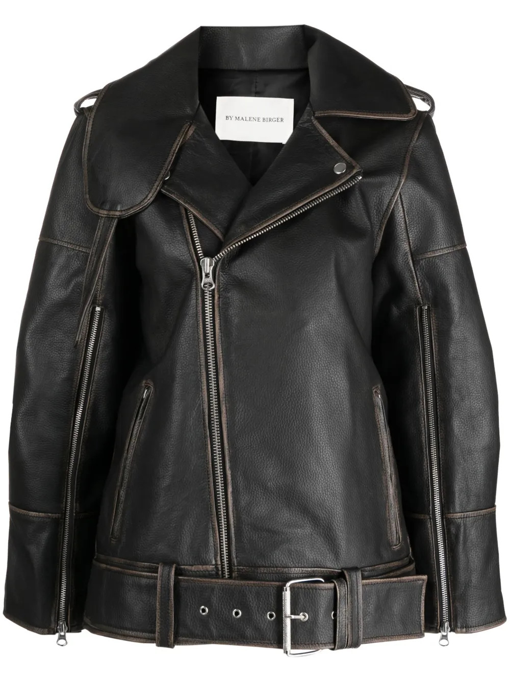 By Malene Birger Zip Details Leather Jacket  - Farfetch | Farfetch Global