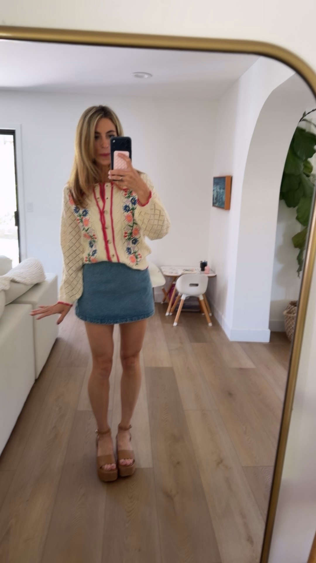 I’m such a sucker for denim! This is actually a skort! Party in the front, mom life in the back 😅 super cute. The sweater has been so perfect for spring & i have received tons of compliments on it!! Would pair with white tennis shoes or some boots or classy casual sandals! But i love these wedges!
This set is @VICI TENLEY35 for 35% Off
Wearing XS 
Denim set, spring outfit, denim skirt 

#LTKootd #LTKOver40 #LTKdayinmylife