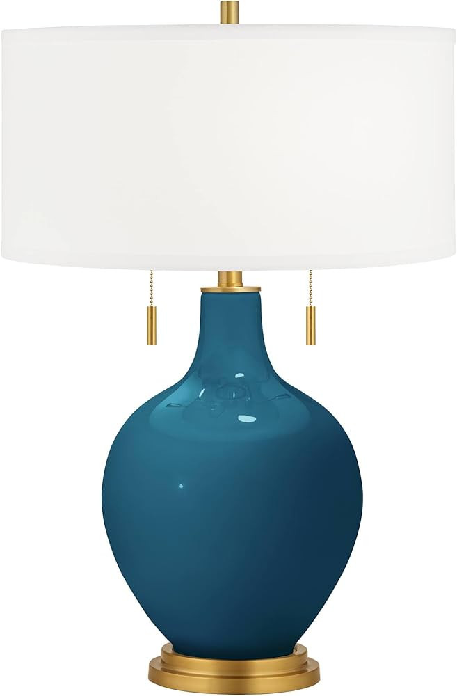 Color + Plus Toby Brass 28" Oceanside Blue Glass Table Lamp | Amazon (US)
