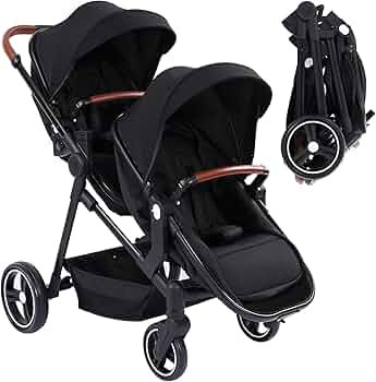 Tandem Stroller, Double Bassinet Stroller for Newborn and Toddler Twins, Reversible Seat Adjustab... | Amazon (US)