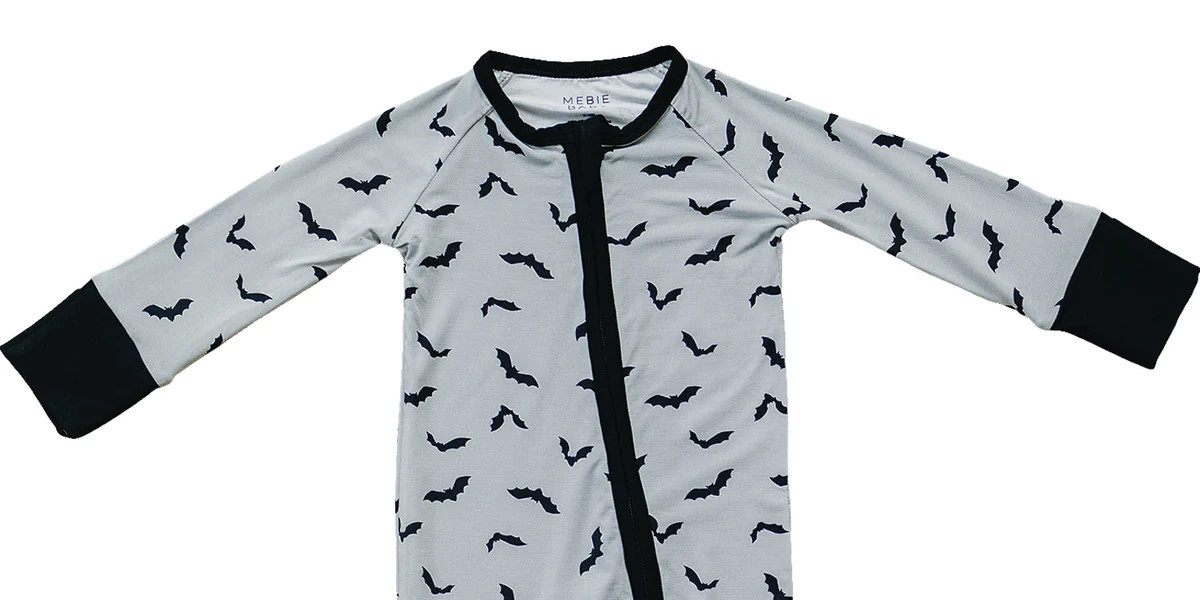 Bats Bamboo Zipper Onesie by Mebie Baby - Double Zipper & Foot Grips for Babies 0-18 Months | Mebie Baby