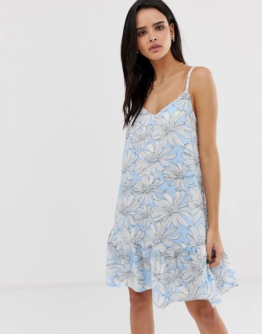 River Island cami slip dress in blue floral print | ASOS US
