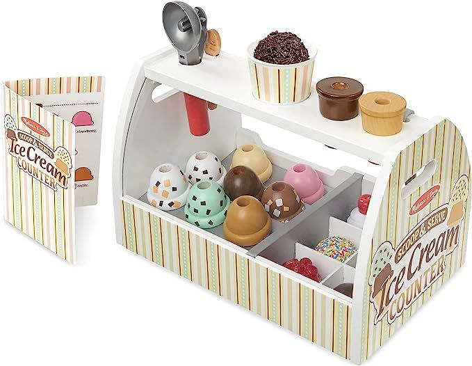 Melissa & Doug Wooden Scoop & Serve Ice Cream Counter (Play Food and Accessories, 28 Pieces, Real... | Amazon (CA)